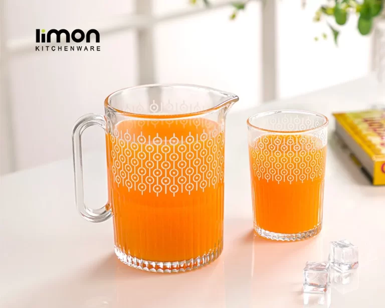 ست پارچ و لیوان شیشه ای شیاردار2