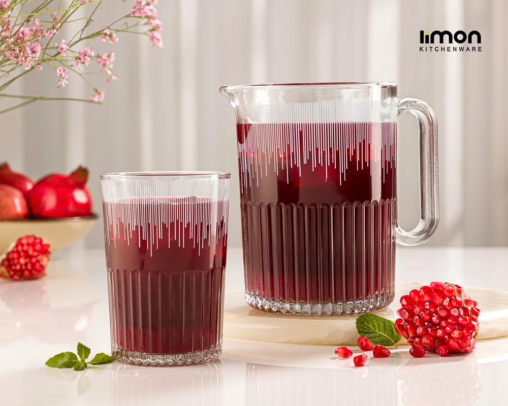 ست پارچ و لیوان شیشه ای شیاردار4
